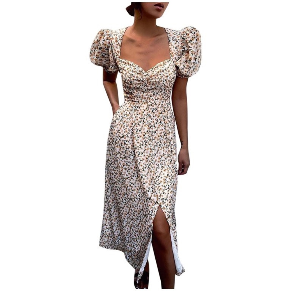 NWOT square neck puff sleeve dress.